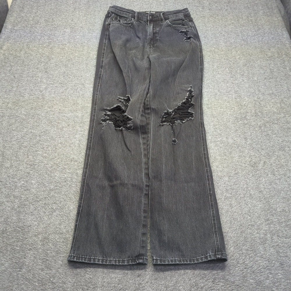 Judy Blue Jeans Womens 5 27 Black High Rise 90s Straight Stretch Distressed